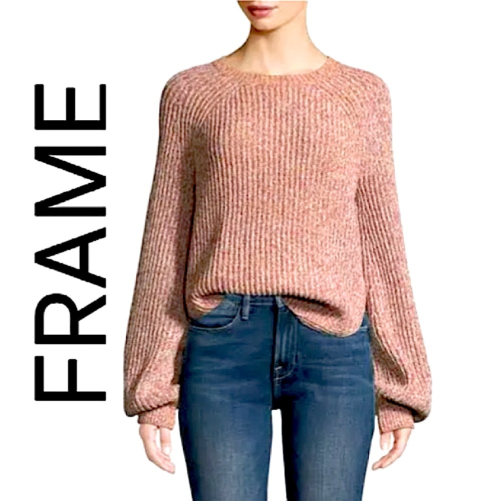 FRAME. EUC. Gorgeous Long sleeve Marled Crew Neck Sweater. Mauvy Pink/Cream.M